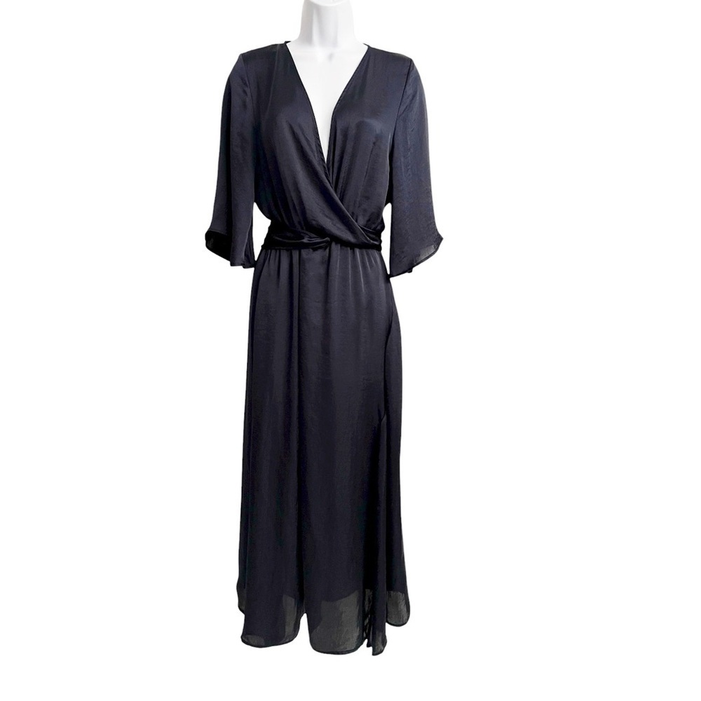 The Lady & The Sailor Faux Wrap Midi Length Dress Navy Blue Size 2